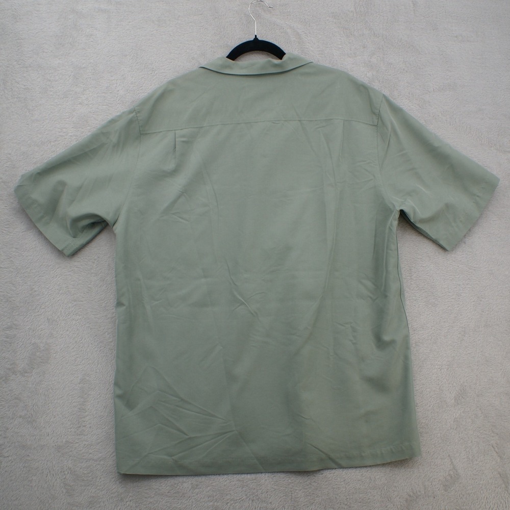 Caribbean Mens Large Sage Green Modal Blend Camp Collar Short Sleeve Button Down - Picture 2 of 7